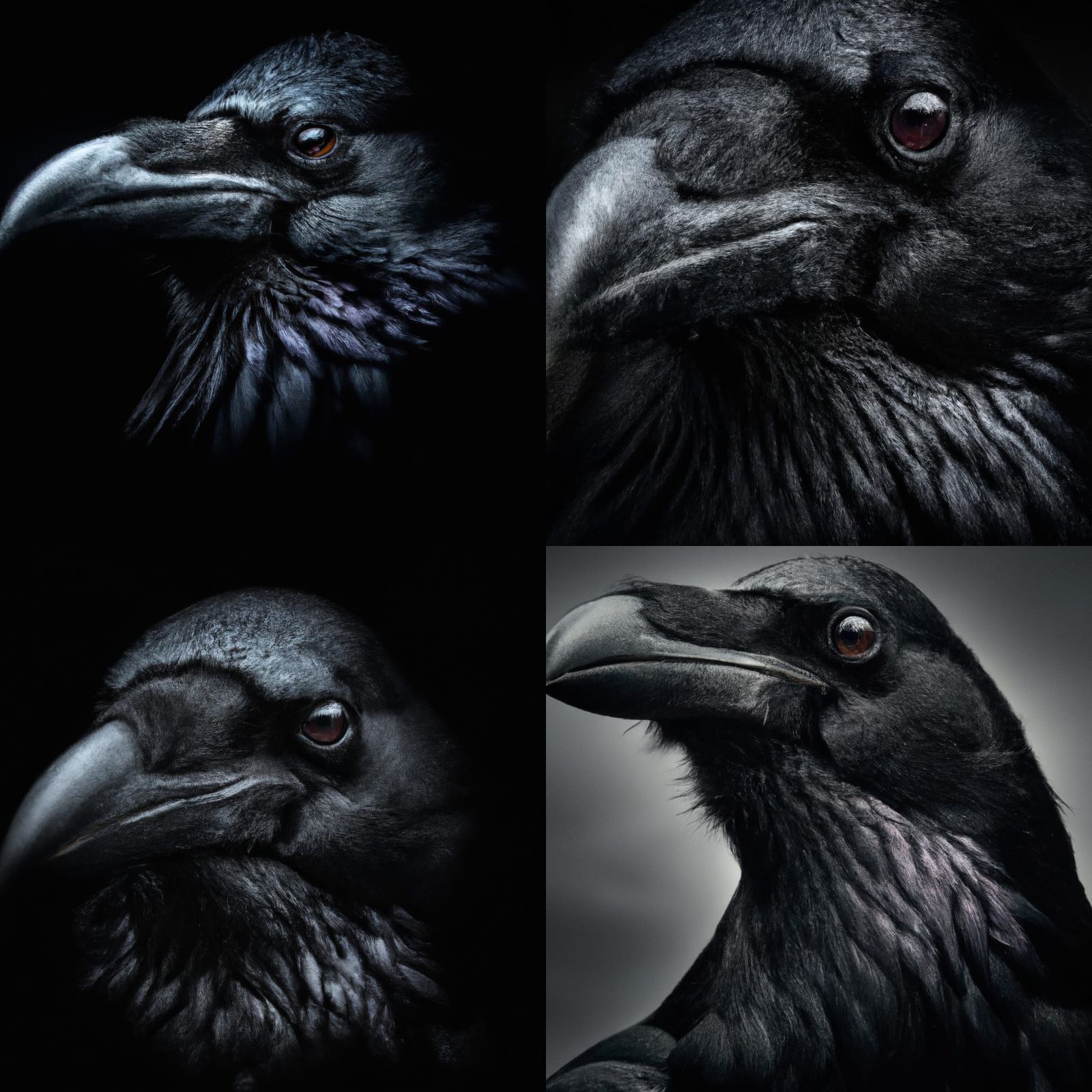 Majestic Raven Portrait in Realistic Style