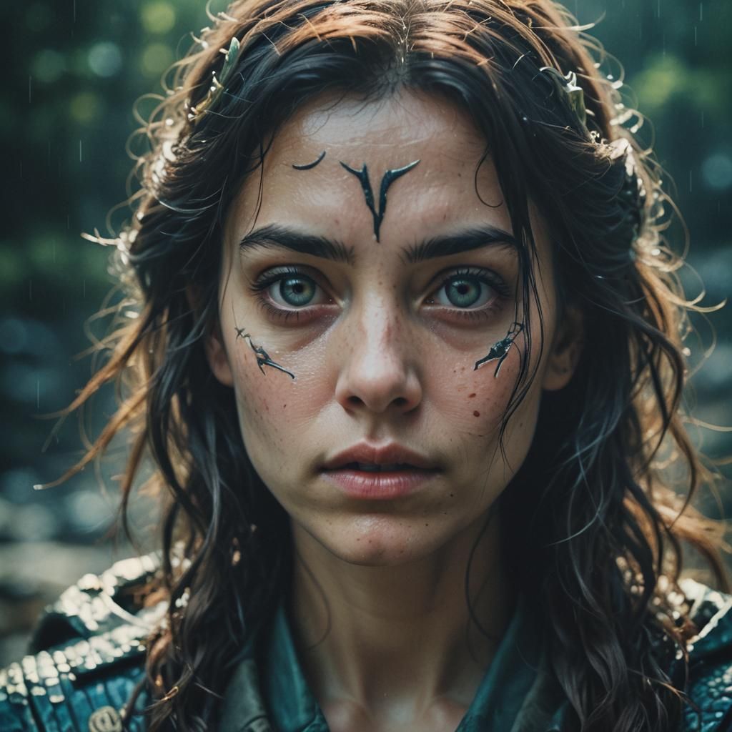 Dramatic Cinematic Film Still of Intense Gaze