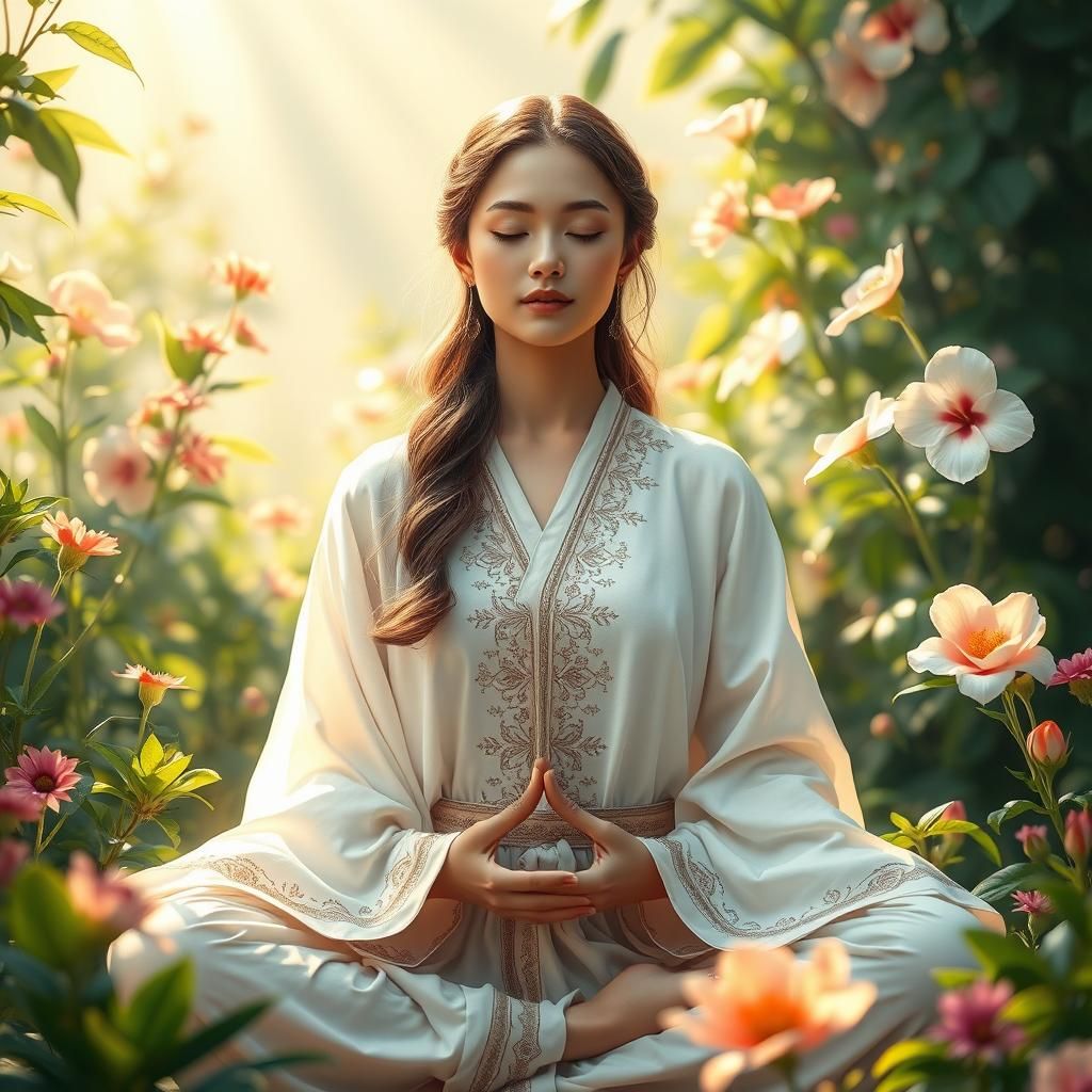 Serene Meditation: Digital Art with Pastel Colors