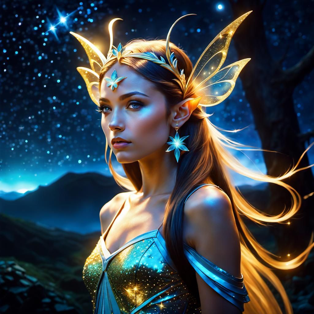 Cosmic Fairy Dreamscape in Ethereal Golden Light