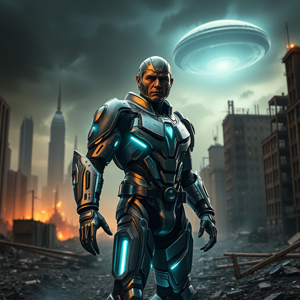 Futuristic Action Hero Cloned for Post-Apocalyptic Battle