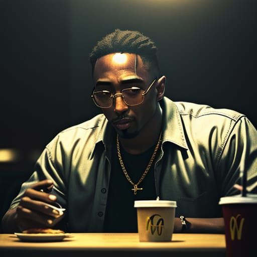 Tupac Shakur at McDonald's in Film Noir Style