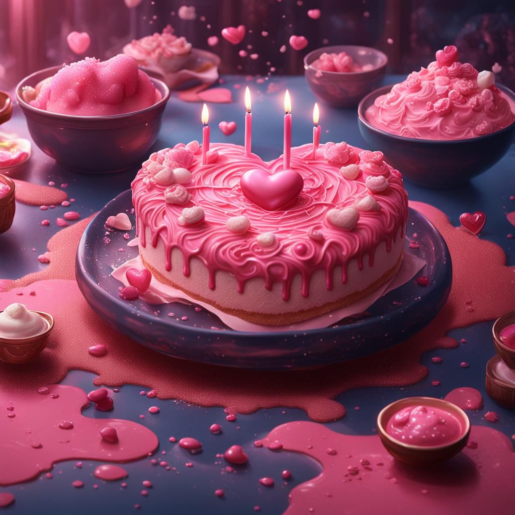 Sweet Pink Heart Bun in Detailed Matte Painting
