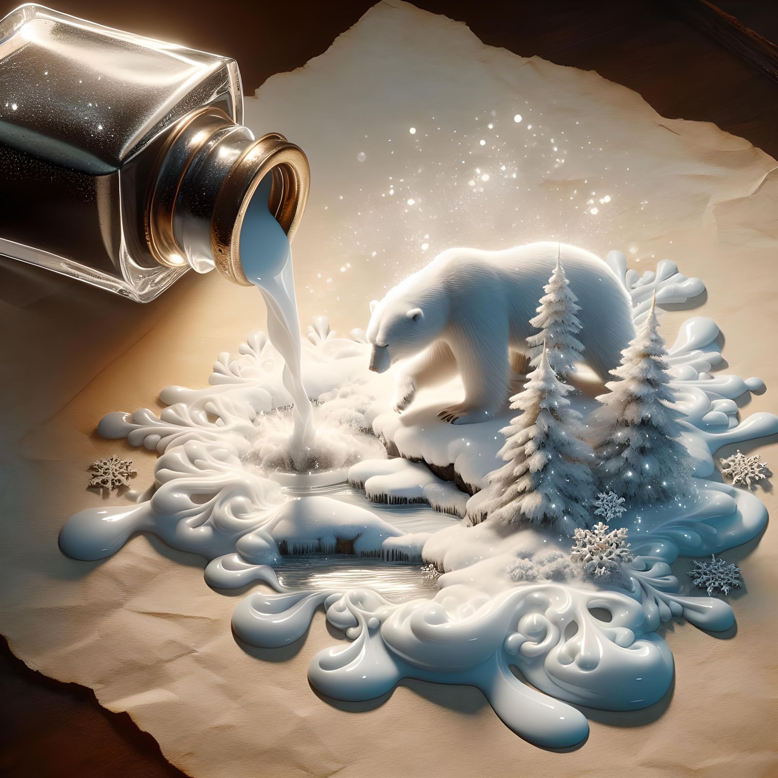 Inkwell Spill Creates Polar Bear Illustration