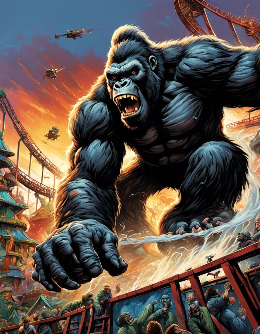 King Kong in Epic Theme Park Battle