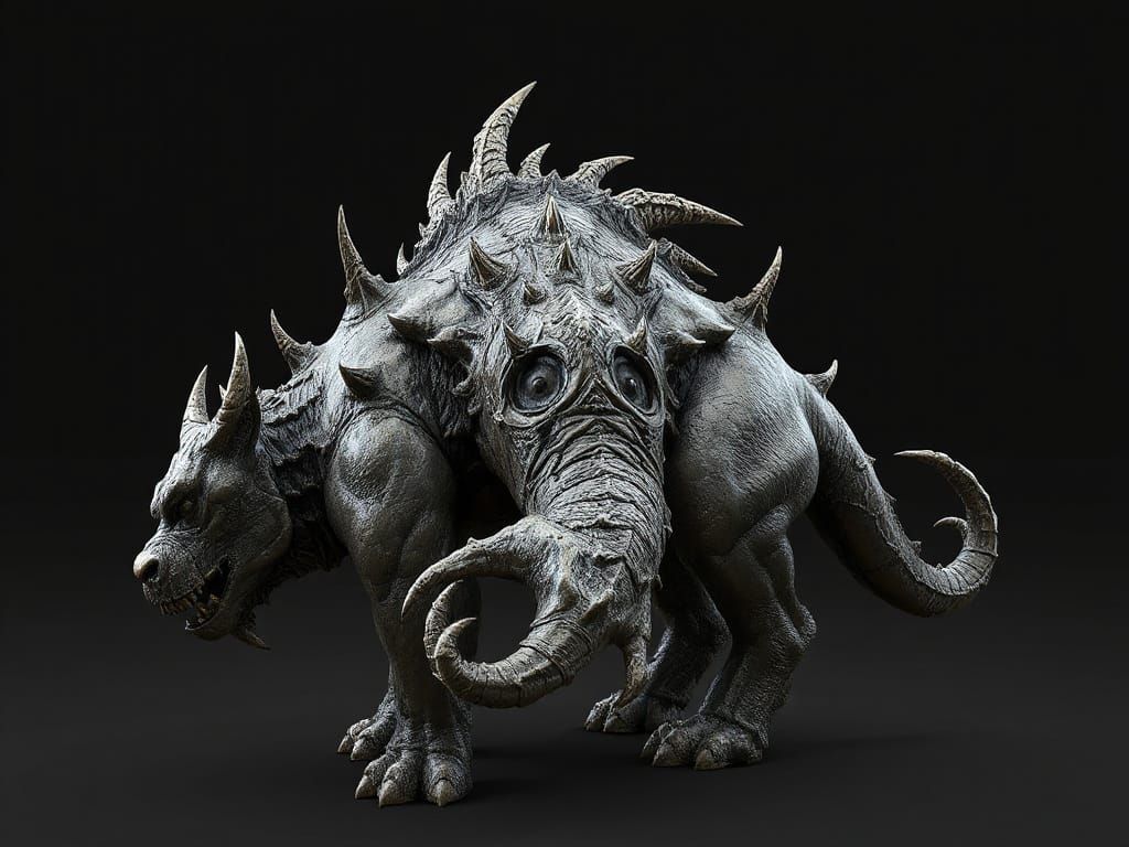 Fantastical Creature in a Glowing, Bismuth-Inspired Environm...