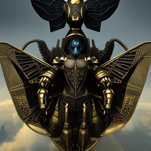 Flying Machine Bee: Intricate Digital Art