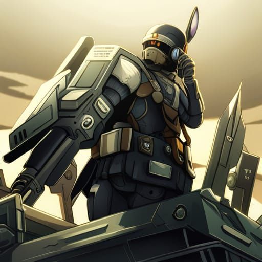 Steampunk Bunny Tank Commander Illustration