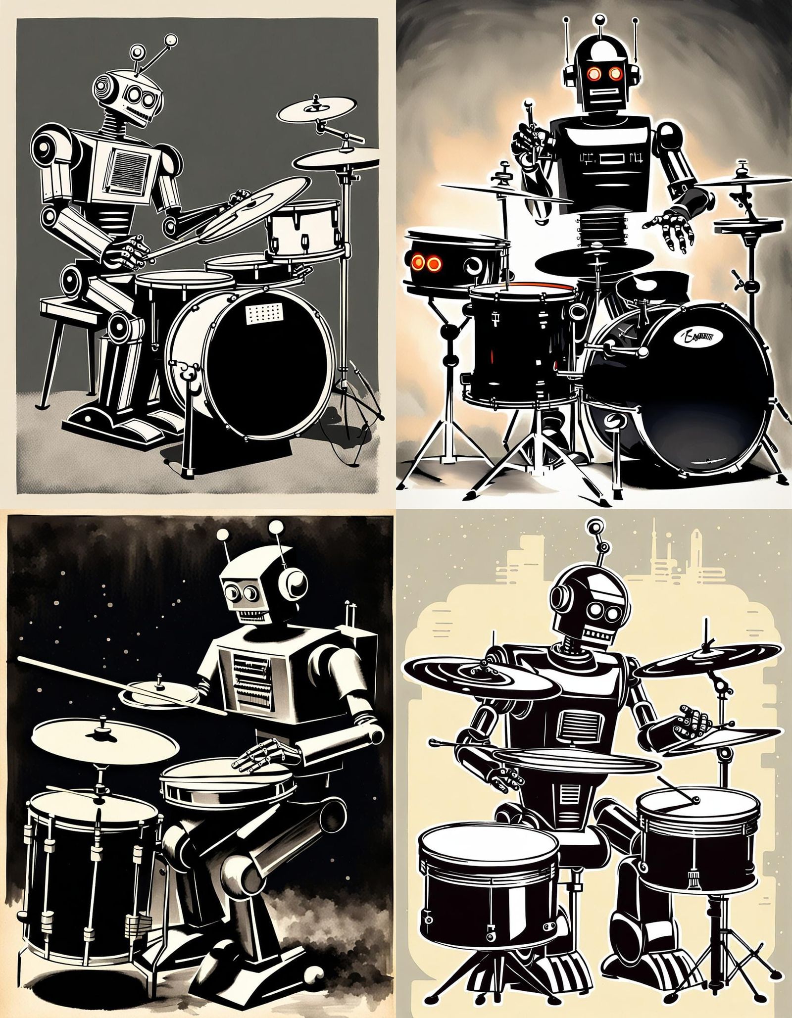 1950s Sci-Fi Robot Drummer