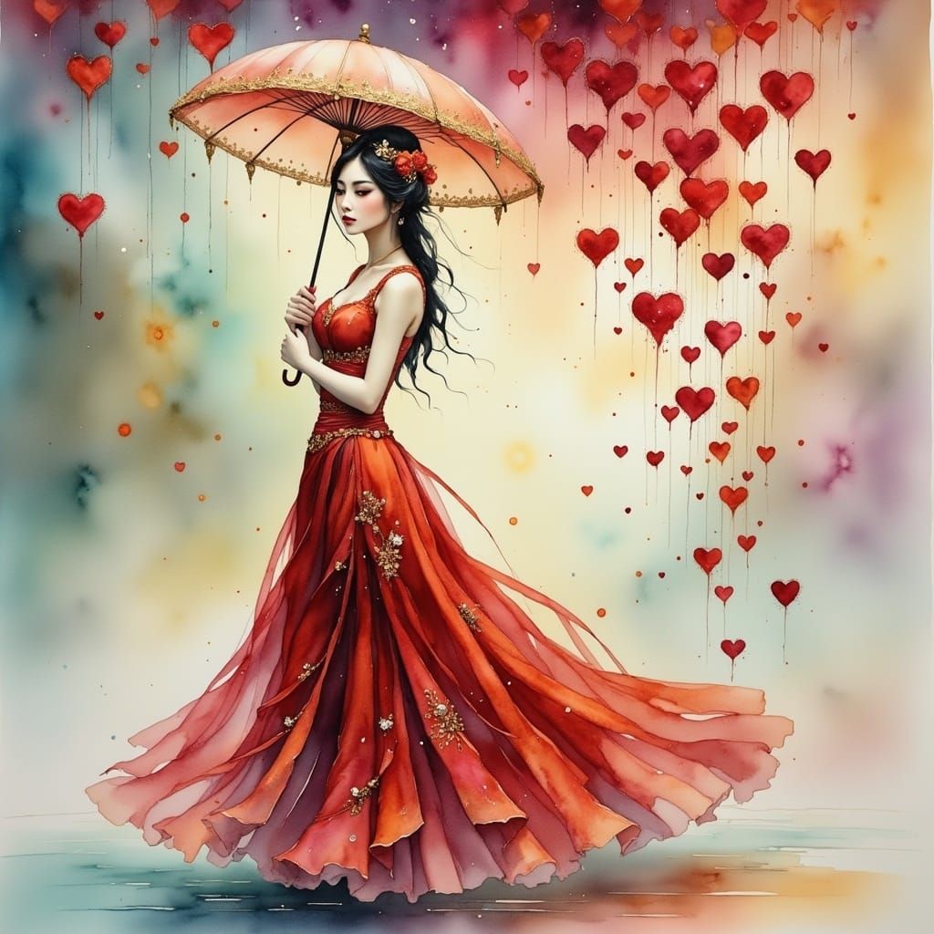 Romantic Whimsy in Crimson Elegance