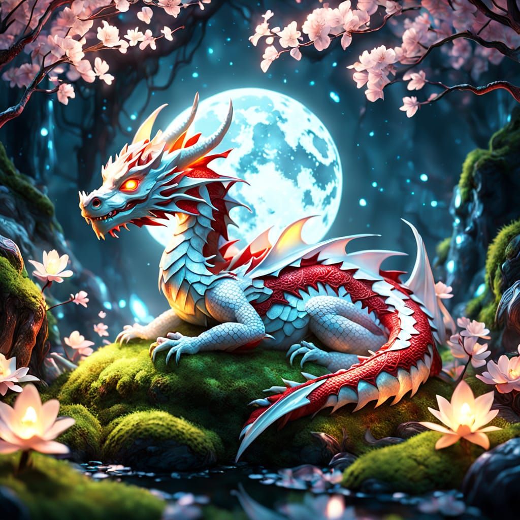 Mystical Dragon in Iridescent Bloom