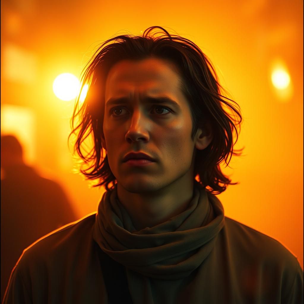 Cinematic Drama in Golden Light, 35mm Film