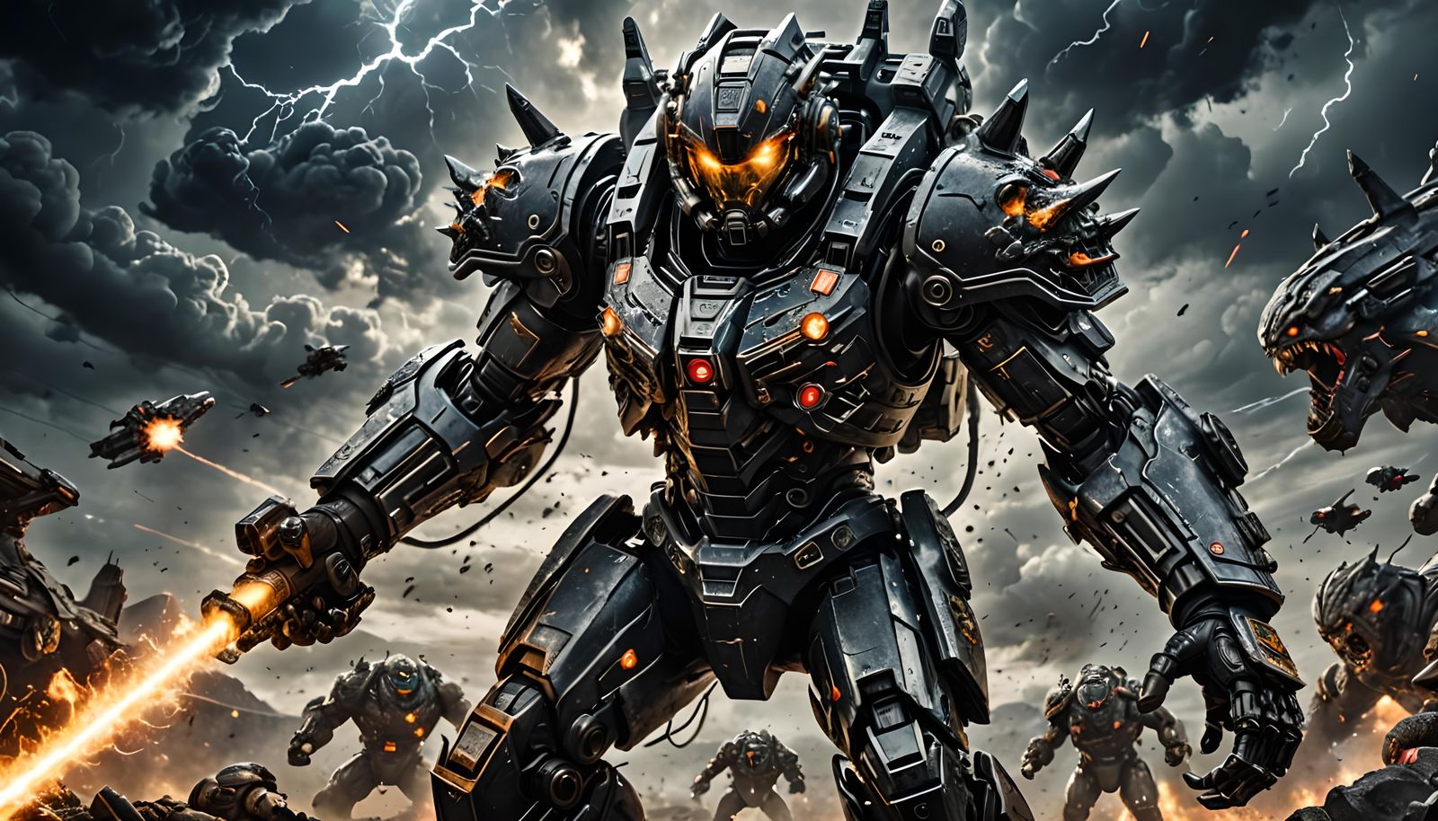 Hyperrealistic Cyborg Warrior Battles Monster in Space