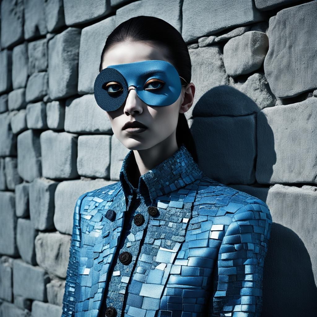 Surreal Avant-Garde Fashion with Intricate Eye Patch