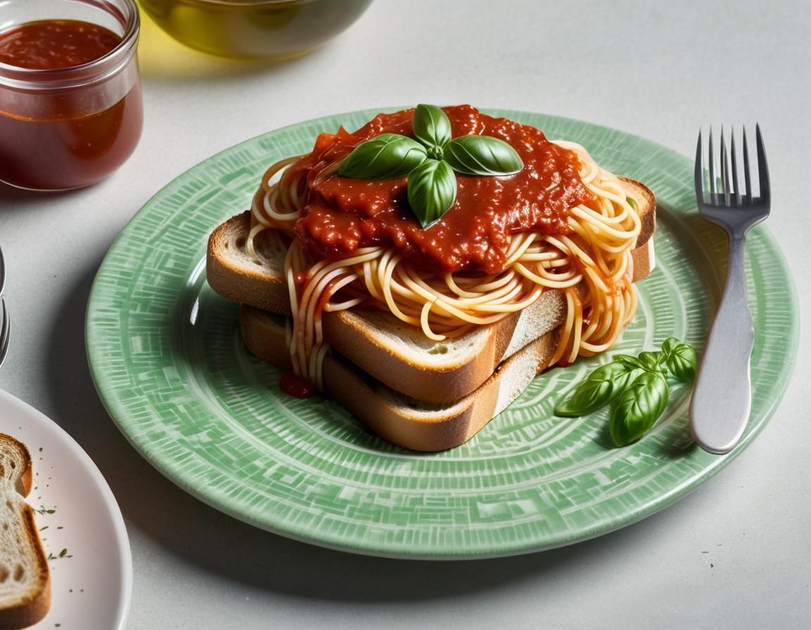 Spaghetti on Toast Still Life with Steam