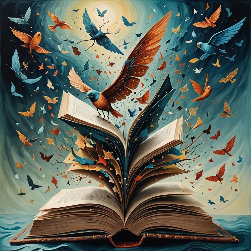 Surreal Poem Flying From Mysterious Book