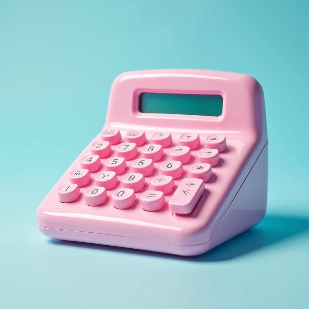 Retro-Futuristic Pastel Pink Calculator in High-Gloss Finish
