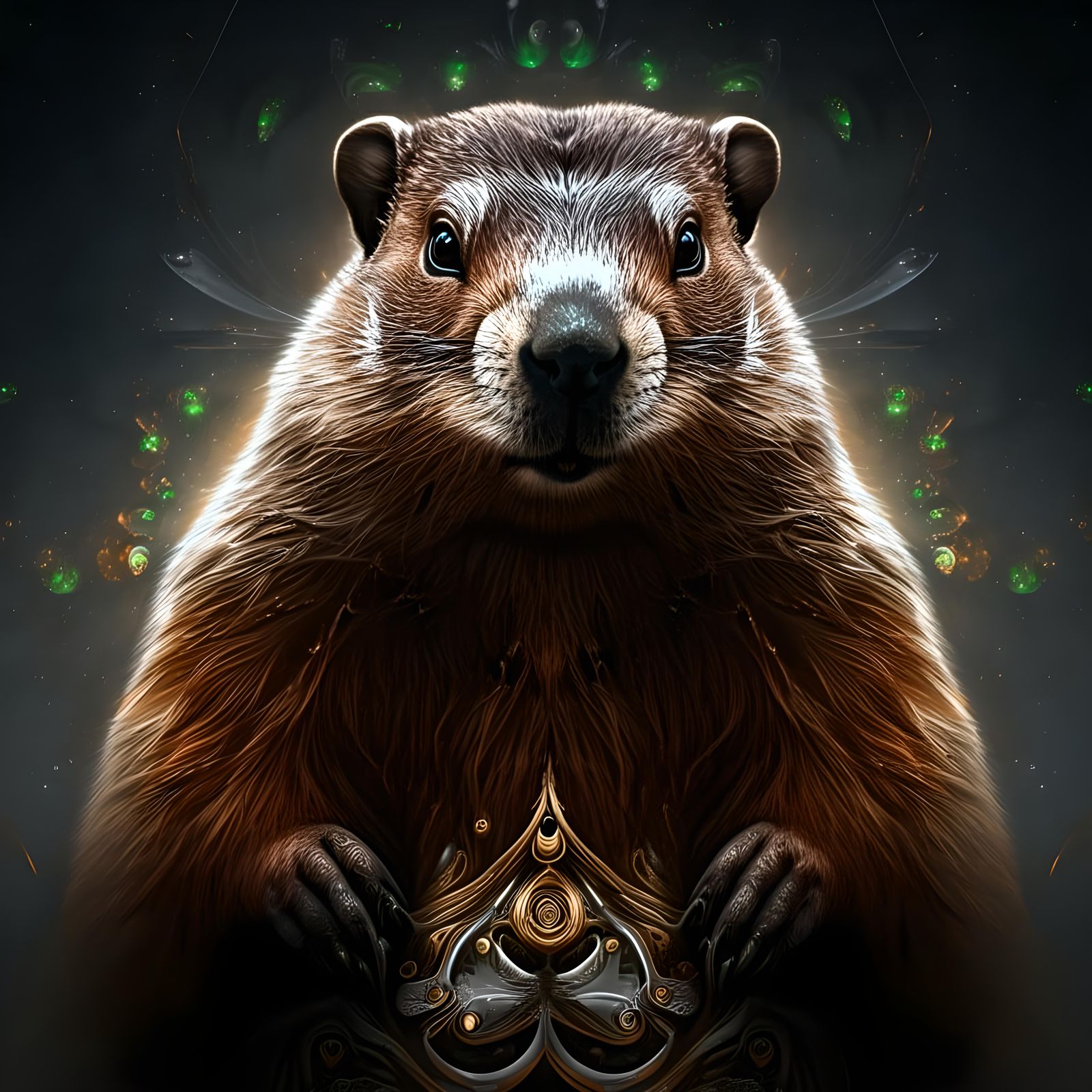 Porcelain Groundhog Emperor Ruling the Universe