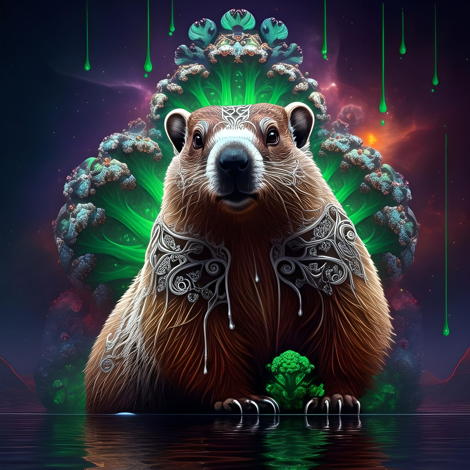 Porcelain Groundhog Emperor Ruling the Universe