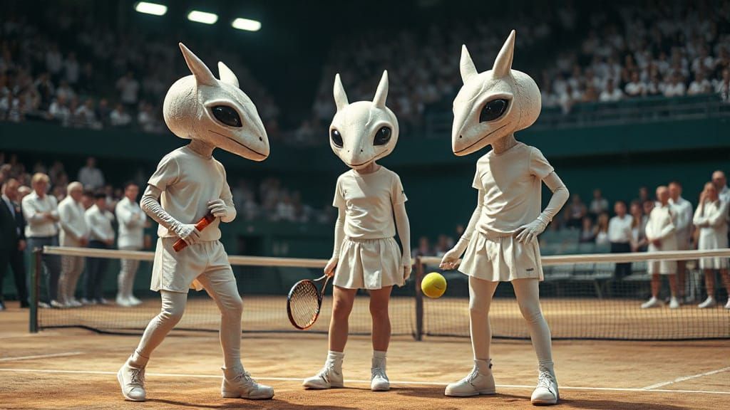 Alien Wimbledon Tennis Finals in Extraterrestrial Universe