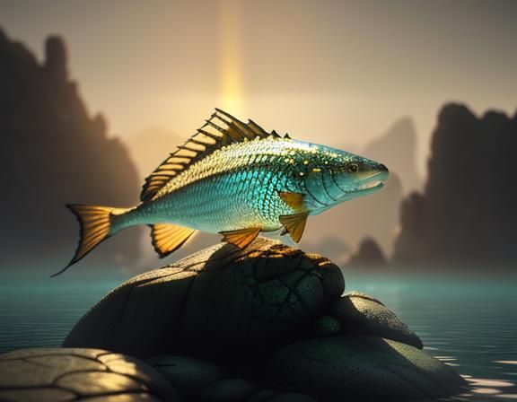 Female Amphibioid in 3D Game Cinematic Style