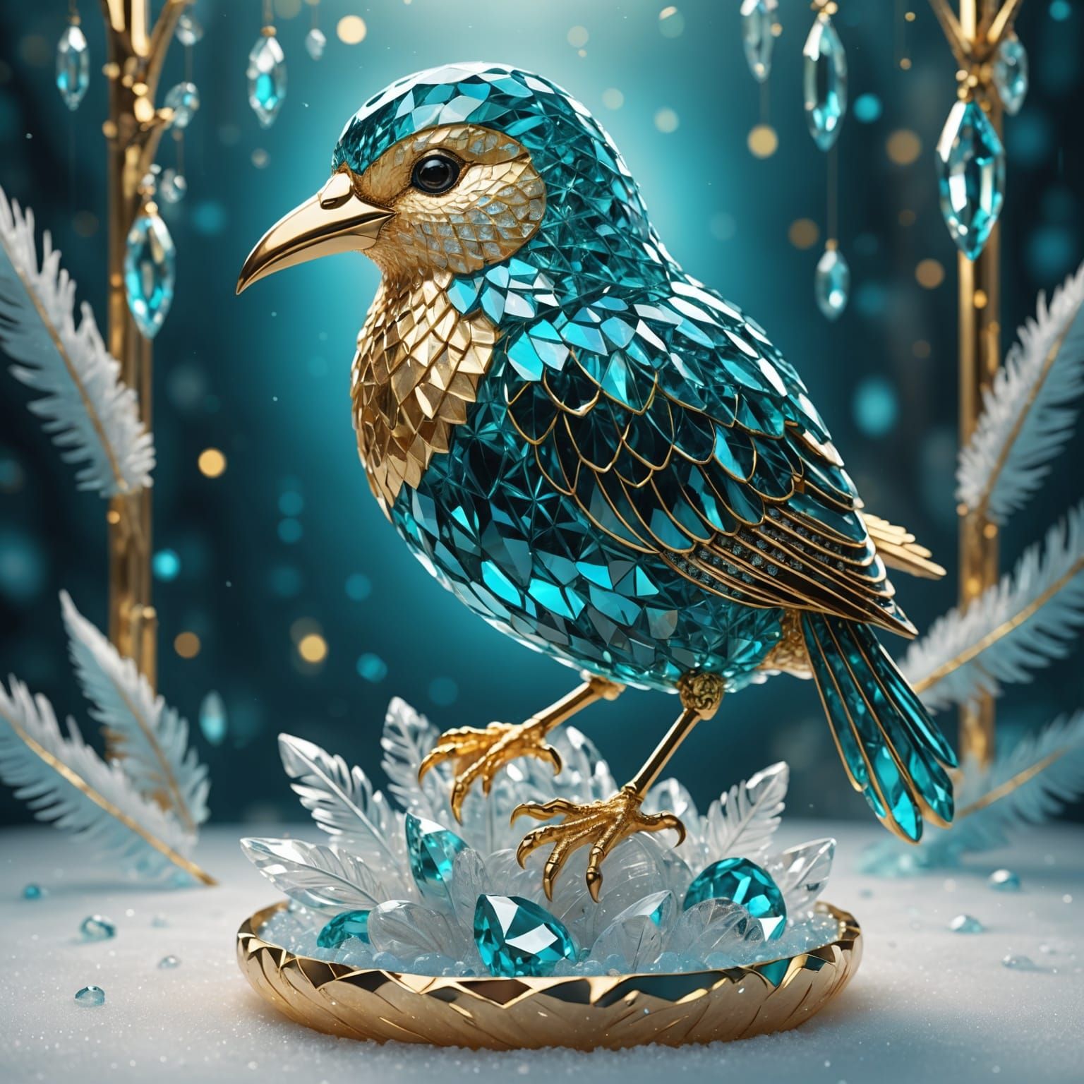 Crystal Kiwi Bird Sculpture in Shimmering Light