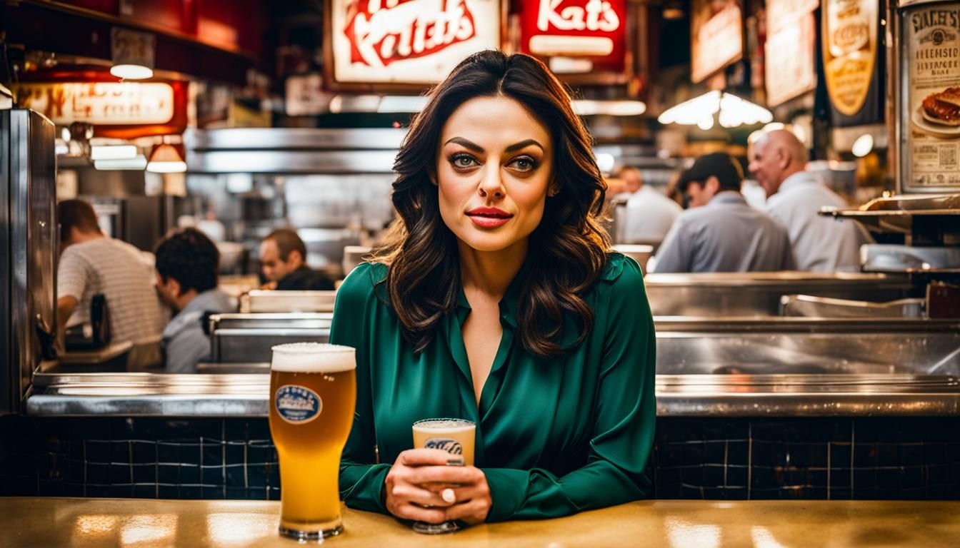 Woman Enjoying Sandwich at New York Deli