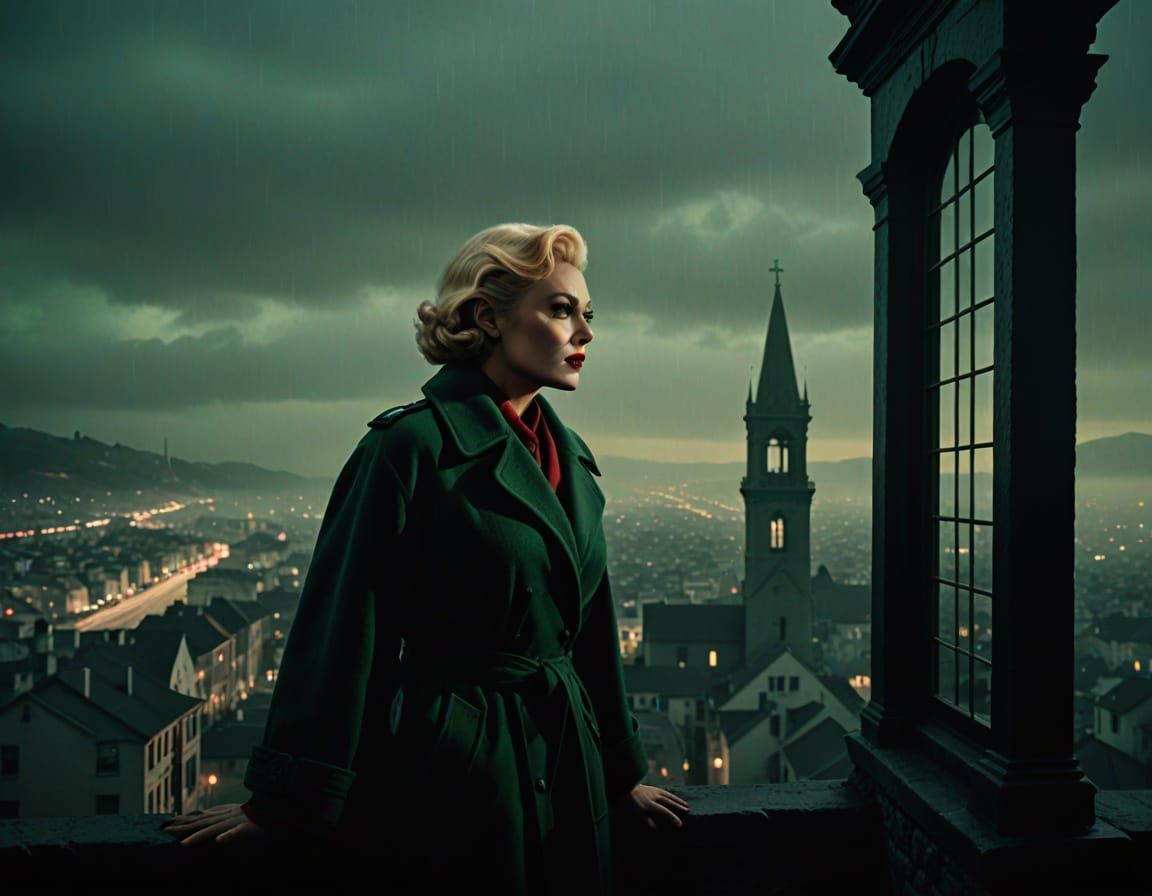 Kim Novak in a Film Noir Bell Tower Scene