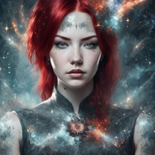 Redhead Portrait with Glitter Sparkle in Hyper-Realism