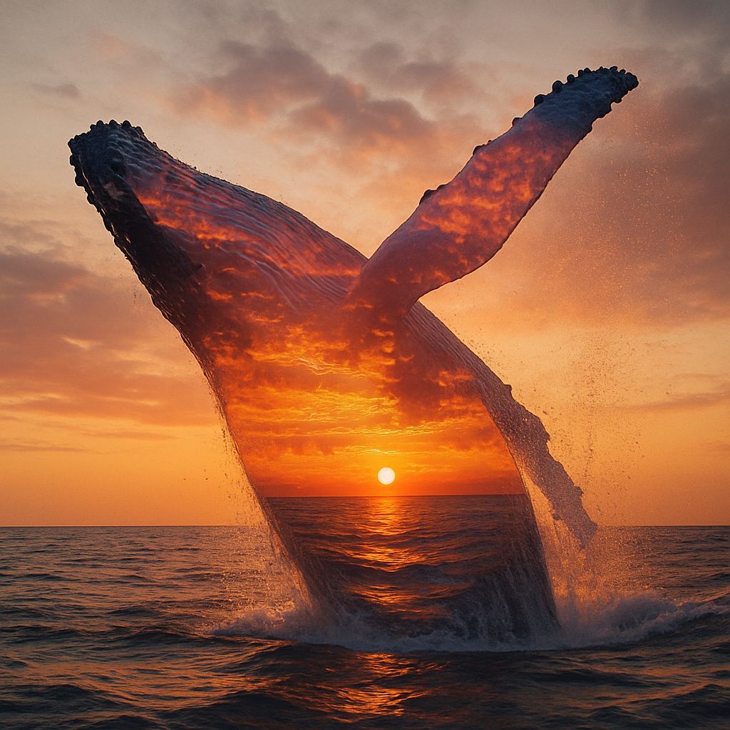 Humpback Whale Sunset Double Exposure