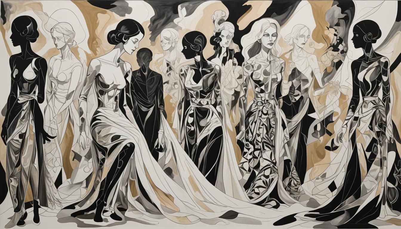 Figures Defined by Negative Space in Abstract Style