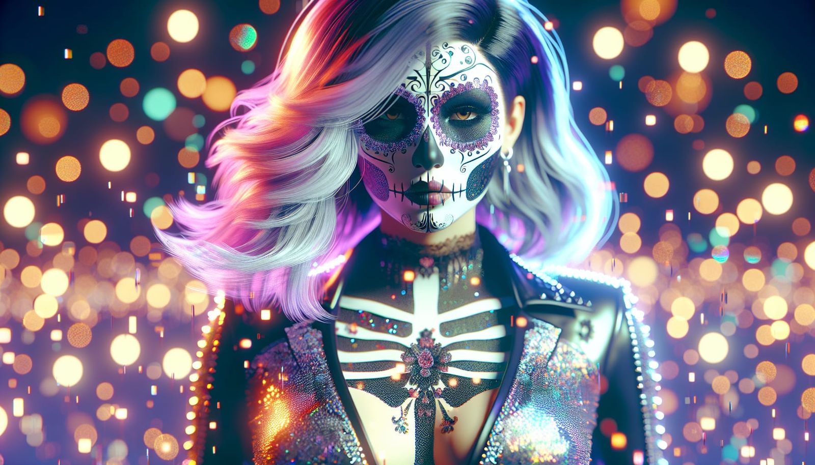 Futuristic La Catrina Concept Art in Zombiecore Style