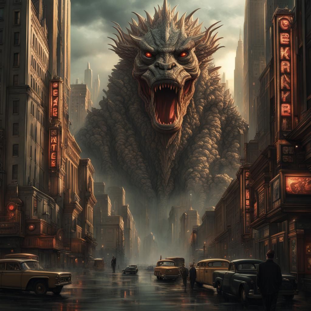 Art Deco Kaiju in Epic Digital Painting