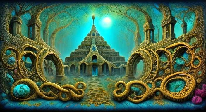 Surreal Aztec Animals and Gods in Zentangle Style