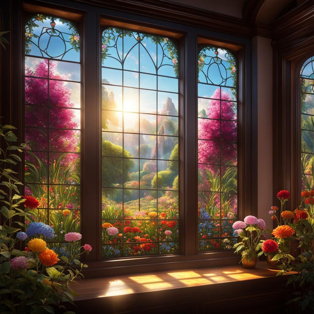 Crystal Suncatcher Rainbows in a Flower Garden