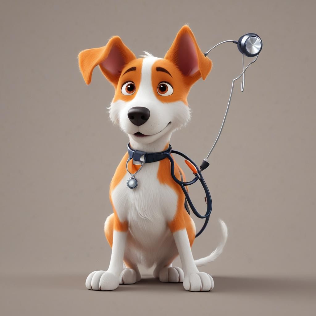 Cartoon Dog with Stethoscope in 3D Digital Art