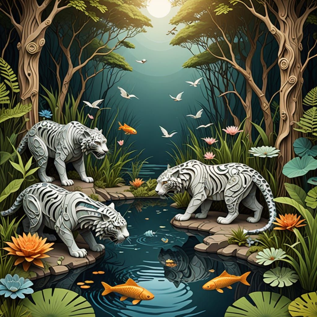 Predator's Pond: Gentle Palette and Sacred Geometry