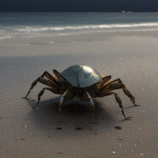 Winged Beetle Crab Hybrid with Bioluminescent Glow