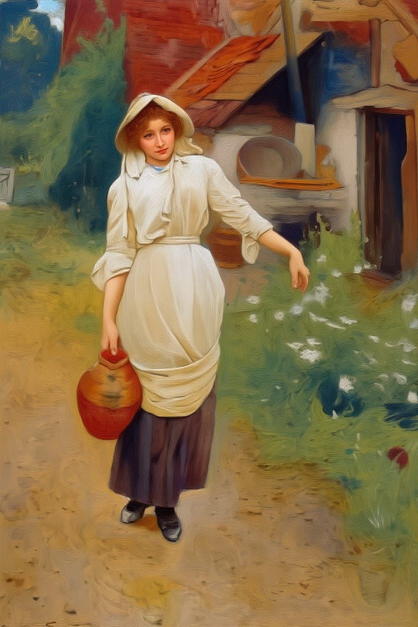 Tranquil Scene Inspired by Pre-Raphaelite Style