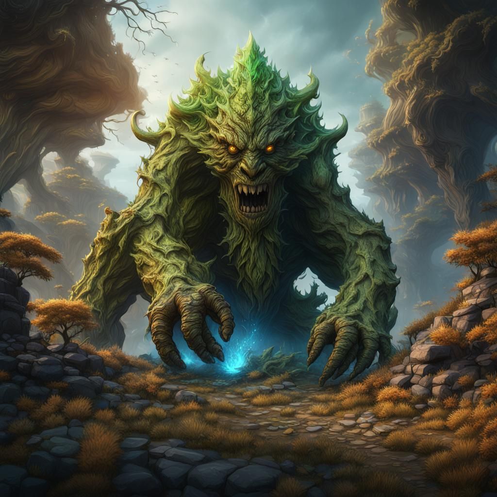 Detailed Earth Elemental Fantasy Concept Art