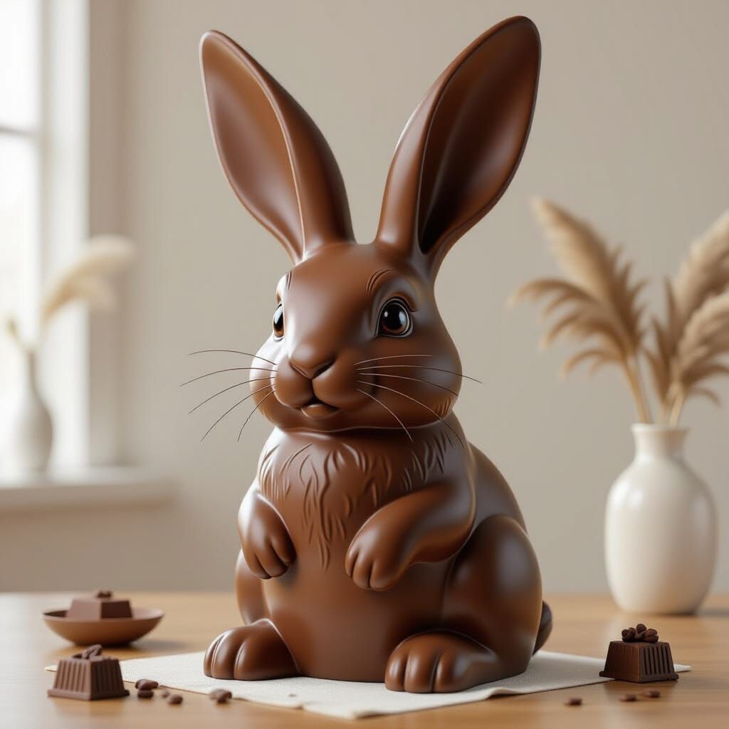 Giant Chocolate Rabbit Sculpture in 3D