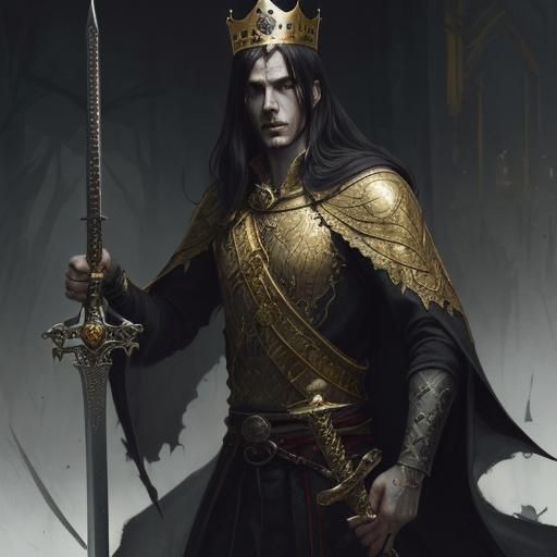 Sinister King with Crown, Sword and Blood