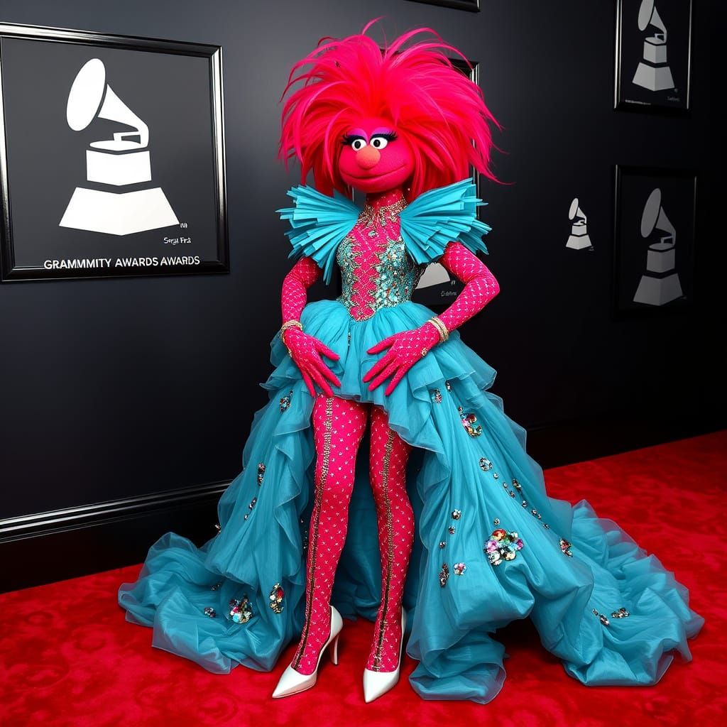Drag Elmo Stuns on Red Carpet in Avant Garde Fashion