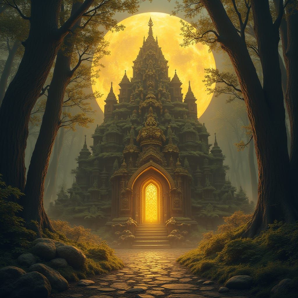 Enchanted Moon Temple in Golden Light