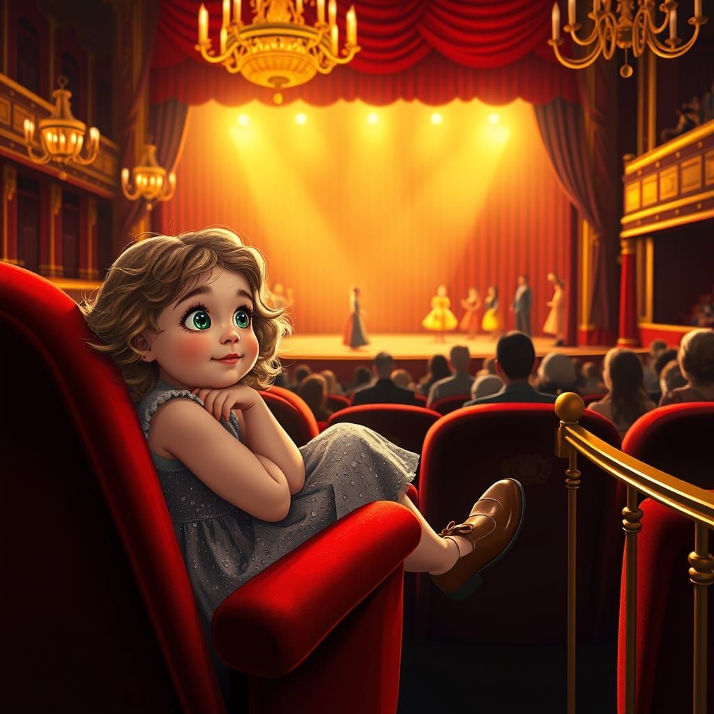 Girl Watches Broadway Performance in Magical Theater Setting