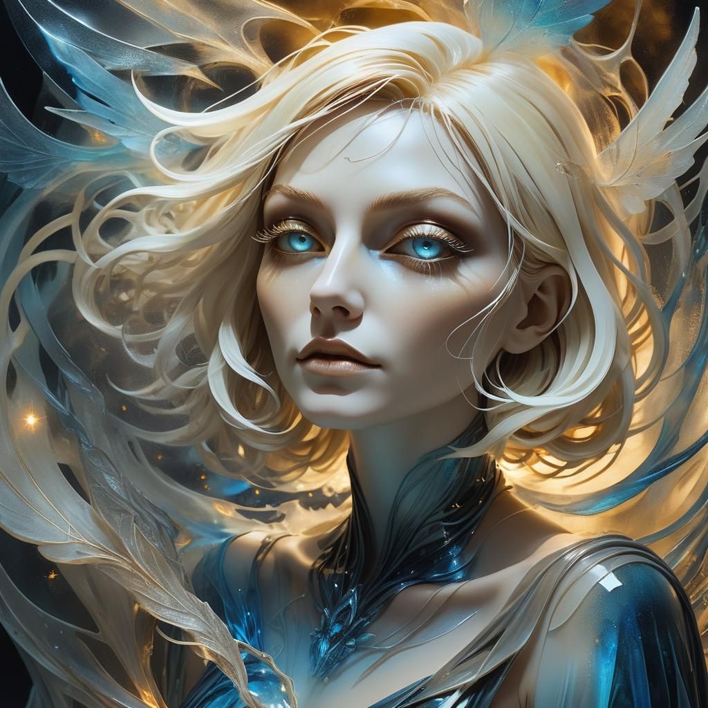 Whirly: Fantasy Portrait of Enchanted Blonde Witch with Fami...