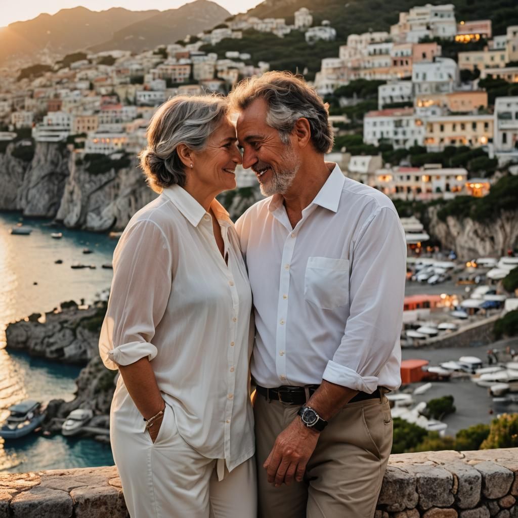 Romantic Capri Sunset: A Couple's Golden Moment
