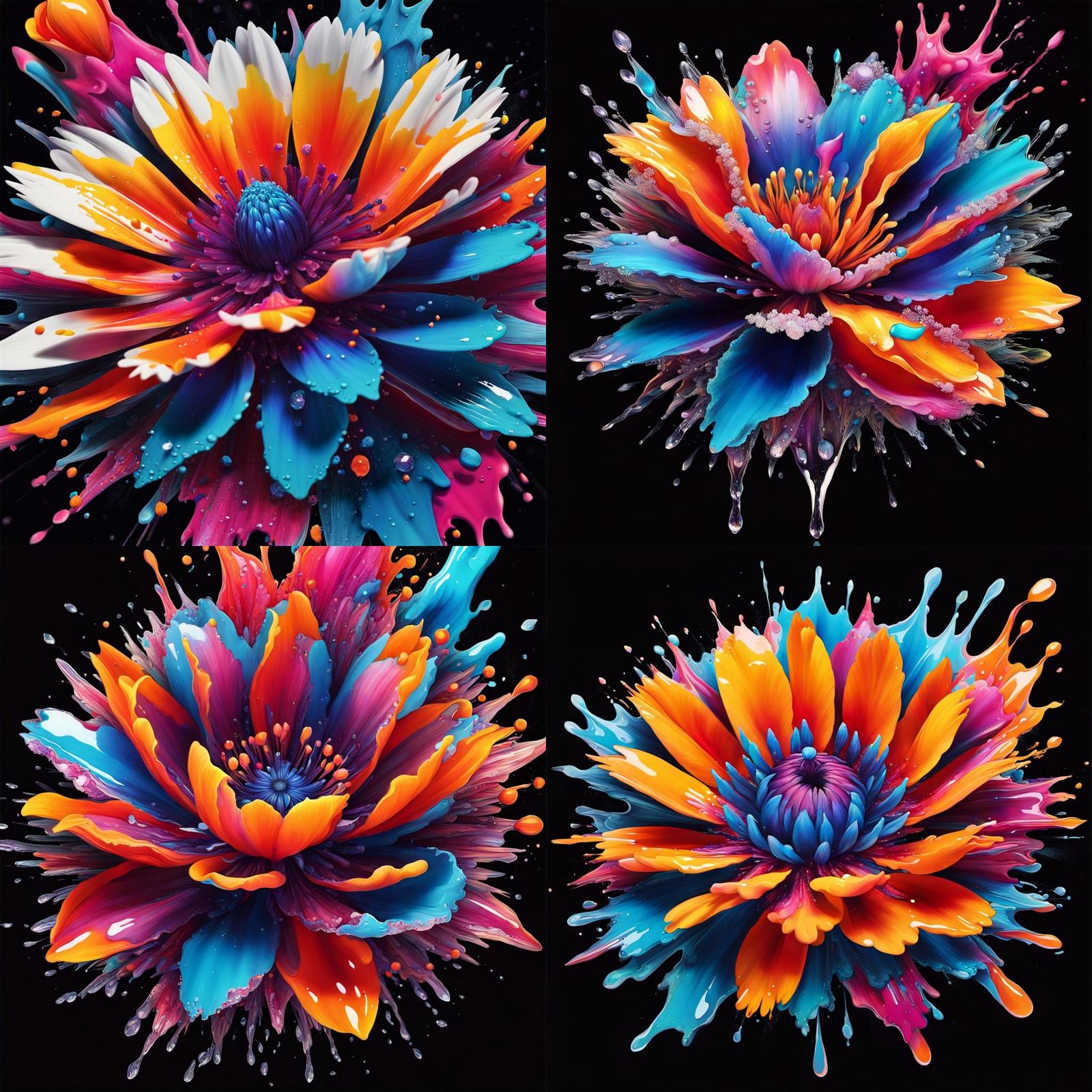 Pop Art: Ink Explosion from Crystal Flower