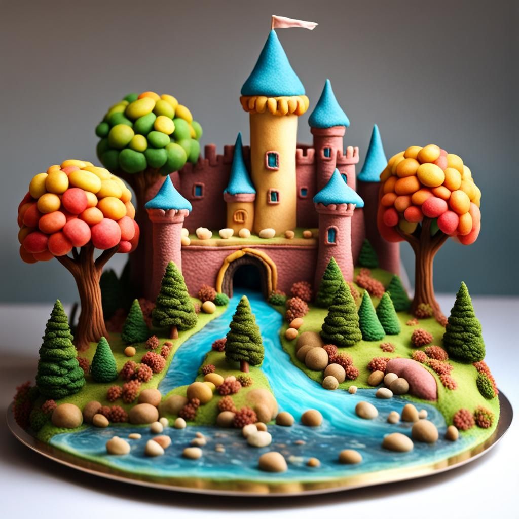 Hyperdetailed Marzipan Castle in Fairytale Landscape