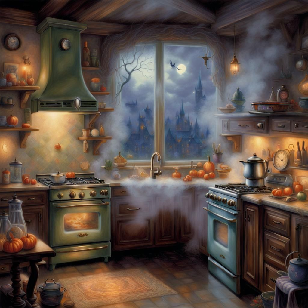 Spooky Kitchen Appliances in Ethereal Fantasy Style